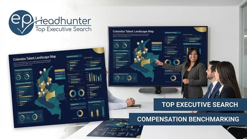 Detailed talent landscape map showing executive talent distribution across Colombian industries with competitive analysis and compensation benchmarking data