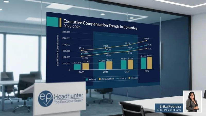 Executive compensation trends chart showing salary growth across industries in Colombia from 2023 to 2026