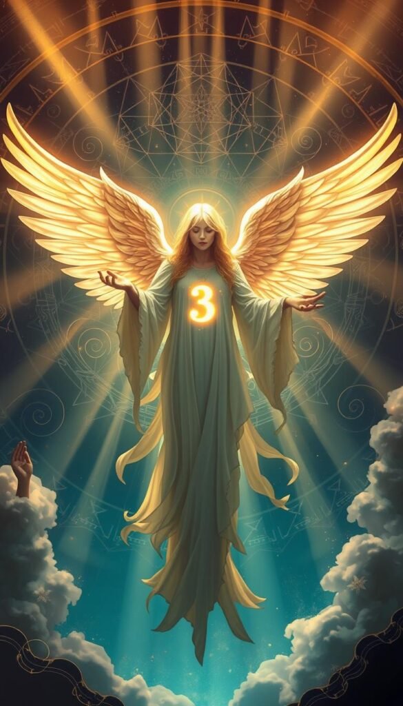 A mystical figure, an Interpreting Angel, hovers ethereally against a backdrop of celestial swirls and glowing sigils. The angel's wings unfurl, radiating an aura of divine wisdom and otherworldly insight. Beams of soft, warm light bathe the scene, imbuing it with a sense of peaceful contemplation. In the angel's outstretched hand, a glowing number appears, symbolizing the hidden meanings within the numerical patterns of everyday life. The composition evokes a serene, spiritually-charged atmosphere, inviting the viewer to ponder the interconnectedness of the physical and metaphysical realms. A mystical figure, an Interpreting Angel, hovers ethereally against a backdrop of celestial swirls and glowing sigils. The angel's wings unfurl, radiating an aura of divine wisdom and otherworldly insight. Beams of soft, warm light bathe the scene, imbuing it with a sense of peaceful contemplation. In the angel's outstretched hand, a glowing number appears, symbolizing the hidden meanings within the numerical patterns of everyday life. The composition evokes a serene, spiritually-charged atmosphere, inviting the viewer to ponder the interconnectedness of the physical and metaphysical realms.
