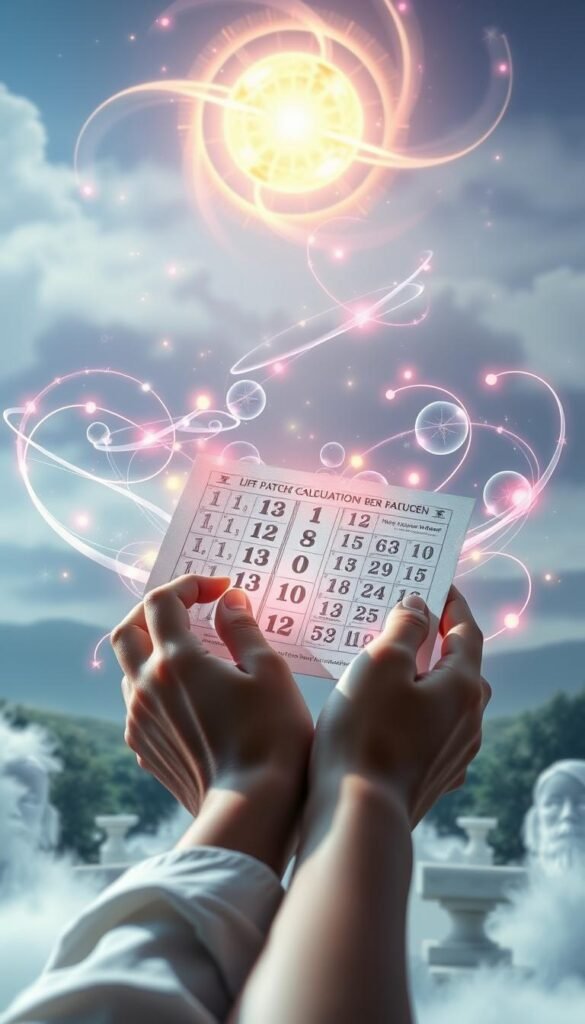 A serene and tranquil scene depicting the "Life Path Number Calculation" process. In the foreground, a person's hands delicately hold a numerology chart, the numbers and symbols softly glowing with a mystical energy. Surrounding them, a swirling array of ethereal, colorful shapes and patterns dance, representing the interconnected nature of numbers and their influence on one's life journey. The background features a dreamlike landscape, with a glowing celestial orb and wispy, translucent clouds creating a sense of spiritual enlightenment. The overall atmosphere is one of introspection, discovery, and the profound understanding of the hidden wisdom within the numerical patterns that guide our lives. A serene and tranquil scene depicting the "Life Path Number Calculation" process. In the foreground, a person's hands delicately hold a numerology chart, the numbers and symbols softly glowing with a mystical energy. Surrounding them, a swirling array of ethereal, colorful shapes and patterns dance, representing the interconnected nature of numbers and their influence on one's life journey. The background features a dreamlike landscape, with a glowing celestial orb and wispy, translucent clouds creating a sense of spiritual enlightenment. The overall atmosphere is one of introspection, discovery, and the profound understanding of the hidden wisdom within the numerical patterns that guide our lives.