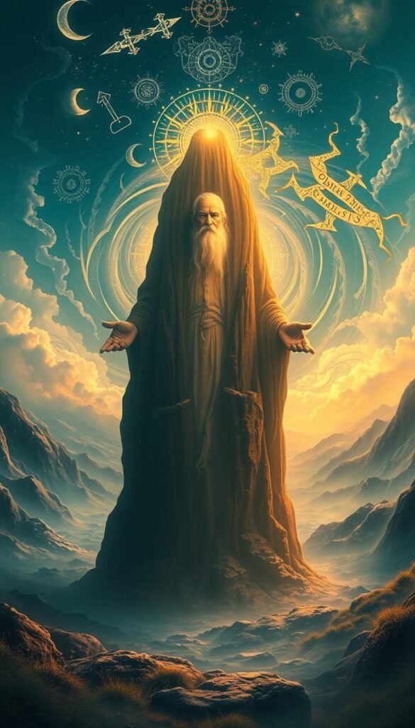 A serene, dreamlike landscape with a towering, ethereal figure of Carl Jung at the center, enveloped in a warm, golden light. In the background, a swirling vortex of symbols, archetypes, and synchronistic patterns, representing the depth and complexity of his philosophical and psychological insights. The composition is balanced, with a sense of mysticism and introspection, capturing the essence of Jung's groundbreaking work on the concept of synchronicity. The image is rendered in a vibrant, spiritual style, with a soft, atmospheric quality that evokes a sense of wonder and contemplation. A serene, dreamlike landscape with a towering, ethereal figure of Carl Jung at the center, enveloped in a warm, golden light. In the background, a swirling vortex of symbols, archetypes, and synchronistic patterns, representing the depth and complexity of his philosophical and psychological insights. The composition is balanced, with a sense of mysticism and introspection, capturing the essence of Jung's groundbreaking work on the concept of synchronicity. The image is rendered in a vibrant, spiritual style, with a soft, atmospheric quality that evokes a sense of wonder and contemplation.