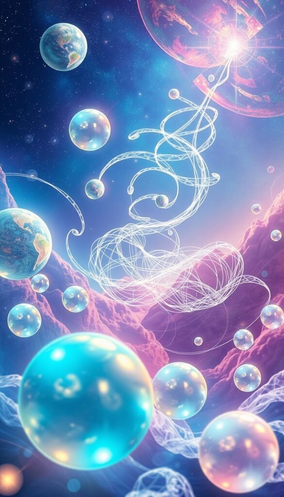 A surreal dreamscape unfolds, filled with ethereal shapes and vibrant hues. In the foreground, shimmering orbs float, their luminous surfaces reflecting the subconscious visions of the dreamer. Wispy tendrils of energy swirl through the middle ground, intertwining to form intricate, otherworldly patterns. The background is a cosmic expanse, punctuated by distant stars and galaxies, hinting at the boundless possibilities of the mind. Soft, diffused lighting bathes the scene, imbuing it with a sense of tranquility and wonder. This visionary tableau captures the essence of prophetic and precognitive dreams, where the boundaries between reality and imagination blur, and the future unveils itself in the realm of the subconscious. A surreal dreamscape unfolds, filled with ethereal shapes and vibrant hues. In the foreground, shimmering orbs float, their luminous surfaces reflecting the subconscious visions of the dreamer. Wispy tendrils of energy swirl through the middle ground, intertwining to form intricate, otherworldly patterns. The background is a cosmic expanse, punctuated by distant stars and galaxies, hinting at the boundless possibilities of the mind. Soft, diffused lighting bathes the scene, imbuing it with a sense of tranquility and wonder. This visionary tableau captures the essence of prophetic and precognitive dreams, where the boundaries between reality and imagination blur, and the future unveils itself in the realm of the subconscious.
