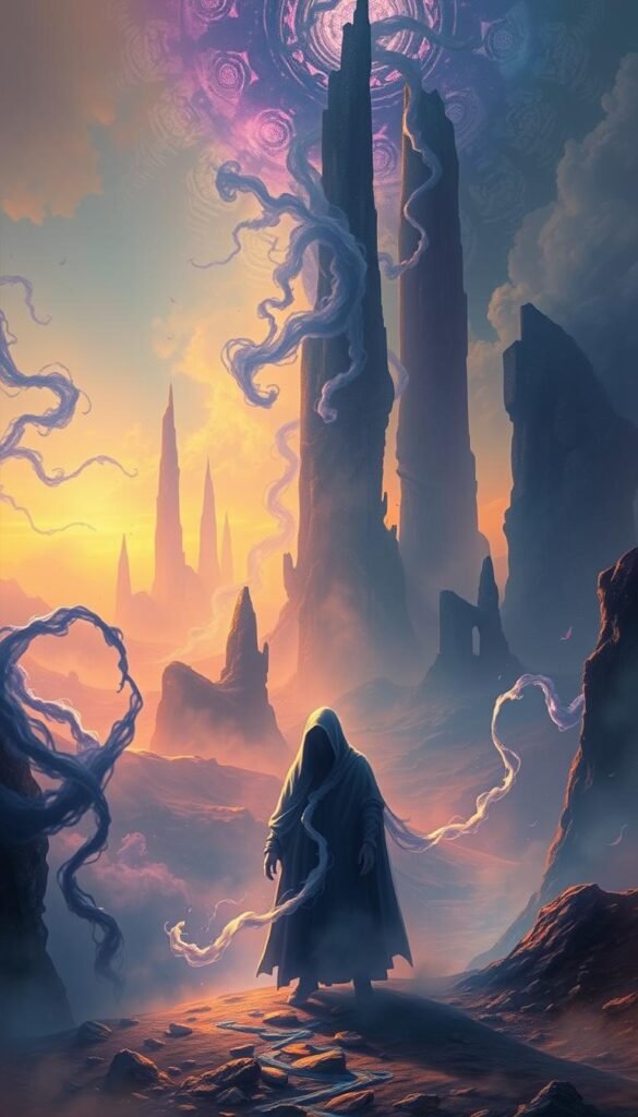 A vast, ethereal landscape unfolds, where the boundless expanse of the mind's eye meets the infinite possibilities of the subconscious. In the foreground, a figure shrouded in a cloak of mist, their features obscured, symbolizing the elusive nature of the dream world. Surrounding them, swirling tendrils of energy, hues of indigo and violet, convey the mystical, otherworldly atmosphere. In the middle ground, towering, abstract forms rise, their shapes shifting and evolving, mirroring the ever-changing nature of the dreaming mind. The background fades into a kaleidoscope of kaleidoscopic patterns, reflecting the intricate tapestry of the subconscious. Bathed in a warm, ethereal light, this scene invites the viewer to venture forth, to explore the hidden depths of their own "Interpreting Chase or Lost Dreams". A vast, ethereal landscape unfolds, where the boundless expanse of the mind's eye meets the infinite possibilities of the subconscious. In the foreground, a figure shrouded in a cloak of mist, their features obscured, symbolizing the elusive nature of the dream world. Surrounding them, swirling tendrils of energy, hues of indigo and violet, convey the mystical, otherworldly atmosphere. In the middle ground, towering, abstract forms rise, their shapes shifting and evolving, mirroring the ever-changing nature of the dreaming mind. The background fades into a kaleidoscope of kaleidoscopic patterns, reflecting the intricate tapestry of the subconscious. Bathed in a warm, ethereal light, this scene invites the viewer to venture forth, to explore the hidden depths of their own "Interpreting Chase or Lost Dreams".
