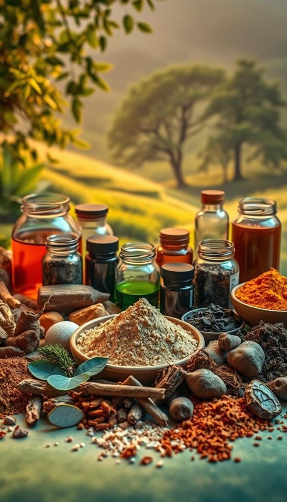 A vibrant, holistic array of top detox supplements arranged on a serene, nature-inspired background. In the foreground, an assortment of organic herbs, roots, and powders in earthen tones, bathed in warm, diffused lighting. The middle ground features various glass jars and bottles, their contents glowing with rich, vibrant hues. In the background, a lush, verdant landscape with gentle, swaying trees and a calming, ethereal atmosphere, evoking a sense of balance and rejuvenation. The overall composition conveys a harmonious, spiritual aesthetic that embodies the essence of holistic health and natural detoxification. A vibrant, holistic array of top detox supplements arranged on a serene, nature-inspired background. In the foreground, an assortment of organic herbs, roots, and powders in earthen tones, bathed in warm, diffused lighting. The middle ground features various glass jars and bottles, their contents glowing with rich, vibrant hues. In the background, a lush, verdant landscape with gentle, swaying trees and a calming, ethereal atmosphere, evoking a sense of balance and rejuvenation. The overall composition conveys a harmonious, spiritual aesthetic that embodies the essence of holistic health and natural detoxification.