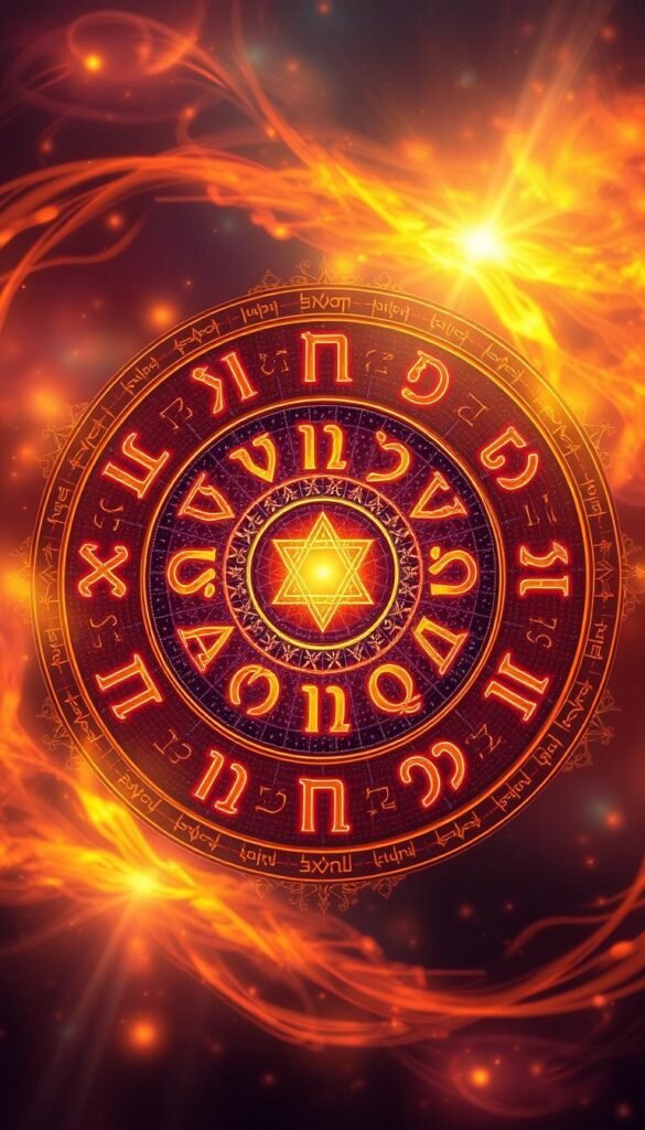 A vibrant, intricately detailed Kabbalistic numerology chart featuring the Hebrew alphabet against a mystical, ethereal backdrop. The letters float in a mesmerizing arrangement, each one glowing with an inner luminance. Warm, jewel-toned colors swirl around the edges, creating a sense of depth and spiritual energy. Soft beams of light emanate from the center, casting a reverent glow over the sacred symbols. The overall composition evokes a sense of esoteric wisdom and ancient Judaic traditions. Rendered in a style that is both visually striking and deeply evocative of the Kabbalistic tradition. A vibrant, intricately detailed Kabbalistic numerology chart featuring the Hebrew alphabet against a mystical, ethereal backdrop. The letters float in a mesmerizing arrangement, each one glowing with an inner luminance. Warm, jewel-toned colors swirl around the edges, creating a sense of depth and spiritual energy. Soft beams of light emanate from the center, casting a reverent glow over the sacred symbols. The overall composition evokes a sense of esoteric wisdom and ancient Judaic traditions. Rendered in a style that is both visually striking and deeply evocative of the Kabbalistic tradition.