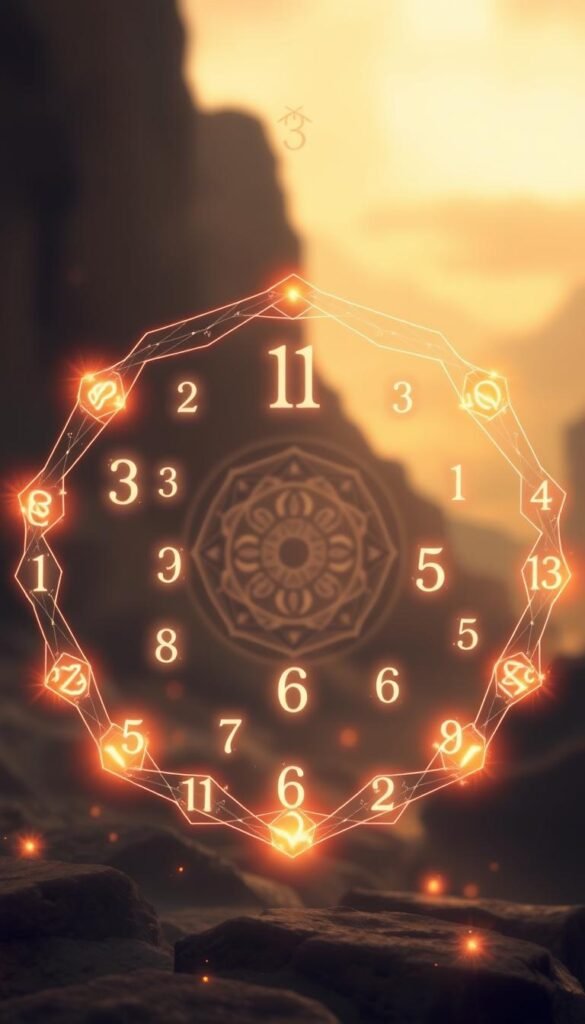 A visually striking and enigmatic composition showcasing the spiritual meaning of key numbers. In the foreground, a serene geometric array of glowing, ethereal numerals float in a state of tranquil levitation, their luminous forms radiating a sense of mystical significance. In the middle ground, abstract symbolic elements such as spirals, mandalas, and sacred geometrical patterns intertwine, creating a harmonious and meditative atmosphere. The background features a softly blurred, contemplative landscape bathed in a warm, otherworldly light, evoking a sense of contemplation and introspection. Lighting is soft and diffused, with a subtle play of chiaroscuro to enhance the mystical ambiance. The overall mood is one of contemplative wonder, inviting the viewer to ponder the deeper meaning and spiritual resonance of numerical archetypes. A visually striking and enigmatic composition showcasing the spiritual meaning of key numbers. In the foreground, a serene geometric array of glowing, ethereal numerals float in a state of tranquil levitation, their luminous forms radiating a sense of mystical significance. In the middle ground, abstract symbolic elements such as spirals, mandalas, and sacred geometrical patterns intertwine, creating a harmonious and meditative atmosphere. The background features a softly blurred, contemplative landscape bathed in a warm, otherworldly light, evoking a sense of contemplation and introspection. Lighting is soft and diffused, with a subtle play of chiaroscuro to enhance the mystical ambiance. The overall mood is one of contemplative wonder, inviting the viewer to ponder the deeper meaning and spiritual resonance of numerical archetypes.