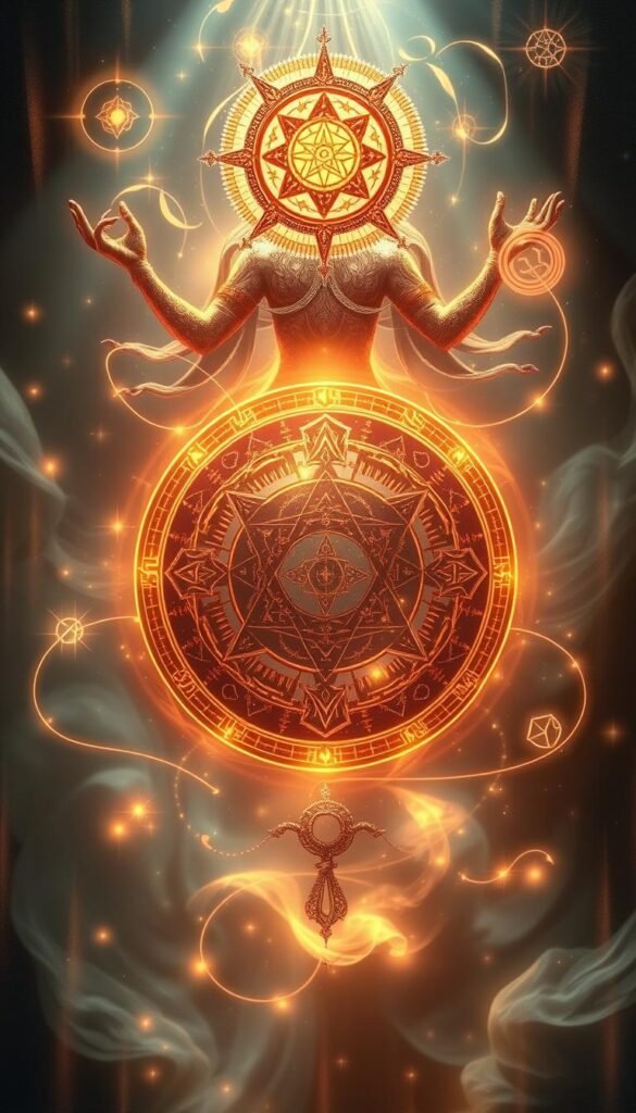 Detailed ancient numerology figures cast in a mystical, spiritual light. Intricate celestial symbols and sacred geometric patterns float in a dreamy, ethereal space. Glowing auras and soft lighting emanate from the ancient numerical icons, imbuing them with a sense of timeless, esoteric significance. Wisps of cosmic energy swirl around the figures, hinting at their profound connection to the mysteries of the universe. Layers of translucent, jewel-toned colors and textures create a sense of depth, drawing the viewer into the arcane, metaphysical realm of numerological divination. Detailed ancient numerology figures cast in a mystical, spiritual light. Intricate celestial symbols and sacred geometric patterns float in a dreamy, ethereal space. Glowing auras and soft lighting emanate from the ancient numerical icons, imbuing them with a sense of timeless, esoteric significance. Wisps of cosmic energy swirl around the figures, hinting at their profound connection to the mysteries of the universe. Layers of translucent, jewel-toned colors and textures create a sense of depth, drawing the viewer into the arcane, metaphysical realm of numerological divination.