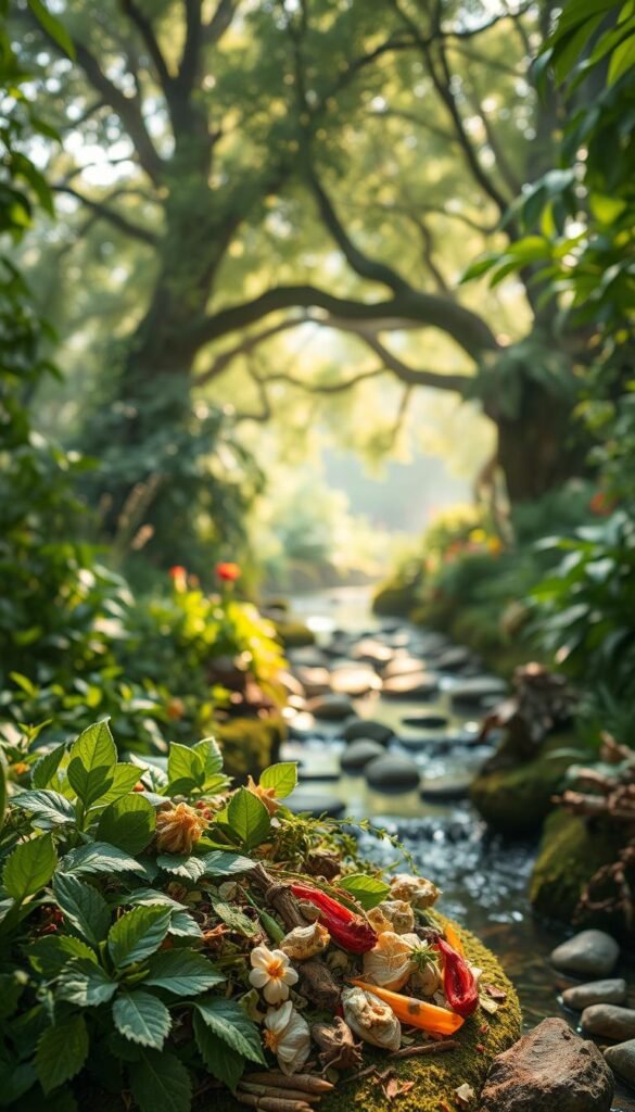 Vibrant botanical garden brimming with lush greenery, verdant herbs, and nourishing roots. Soft, diffused lighting creates an ethereal, calming atmosphere. In the foreground, a collection of soothing herbal remedies - gently dried leaves, fragrant flower petals, and earthy essential oils. The middle ground showcases a serene, flowing stream with pebbles and moss-covered stones. In the background, a towering tree canopy filters the sunlight, casting natural shadows and patterns across the scene. The overall composition evokes a sense of tranquility, balance, and the restorative power of nature's digestive support. Vibrant botanical garden brimming with lush greenery, verdant herbs, and nourishing roots. Soft, diffused lighting creates an ethereal, calming atmosphere. In the foreground, a collection of soothing herbal remedies - gently dried leaves, fragrant flower petals, and earthy essential oils. The middle ground showcases a serene, flowing stream with pebbles and moss-covered stones. In the background, a towering tree canopy filters the sunlight, casting natural shadows and patterns across the scene. The overall composition evokes a sense of tranquility, balance, and the restorative power of nature's digestive support.