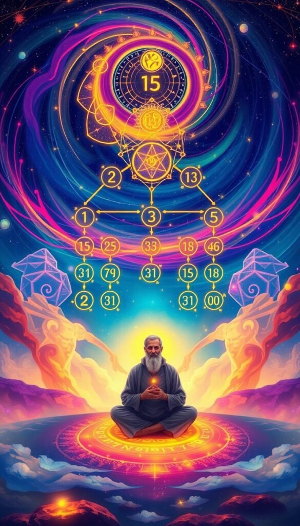 a colorful and mystical illustration of numerology methods for business success, depicting a serene yet dynamic scene. in the foreground, a wise and insightful numerologist sits cross-legged, surrounded by glowing numbers and symbols that represent the core principles of their practice. the middle ground features a stylized organizational chart or business model, with numbers and geometric shapes intertwined to symbolize the integration of numerology into strategic decision-making. in the background, a swirling ethereal landscape of vibrant colors, celestial motifs, and subtle geometric patterns creates a sense of cosmic harmony and spiritual guidance. the lighting is soft and diffused, evoking a sense of tranquility and deep introspection. the overall composition conveys the idea that numerology can be a powerful tool for businesses seeking to align their endeavors with the natural rhythms of the universe. a colorful and mystical illustration of numerology methods for business success, depicting a serene yet dynamic scene. in the foreground, a wise and insightful numerologist sits cross-legged, surrounded by glowing numbers and symbols that represent the core principles of their practice. the middle ground features a stylized organizational chart or business model, with numbers and geometric shapes intertwined to symbolize the integration of numerology into strategic decision-making. in the background, a swirling ethereal landscape of vibrant colors, celestial motifs, and subtle geometric patterns creates a sense of cosmic harmony and spiritual guidance. the lighting is soft and diffused, evoking a sense of tranquility and deep introspection. the overall composition conveys the idea that numerology can be a powerful tool for businesses seeking to align their endeavors with the natural rhythms of the universe.